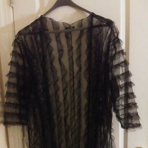 Sheer Ruffle Kimono/Cover Up